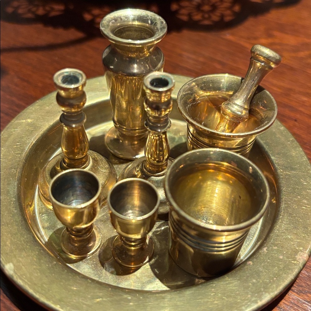 Vintage Gold Brass Miniature Set - Picture 2 of 6